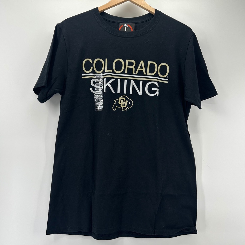 Image One T-Shirt Men Medium Black Colorado Skiing CU Buffaloes NWT New